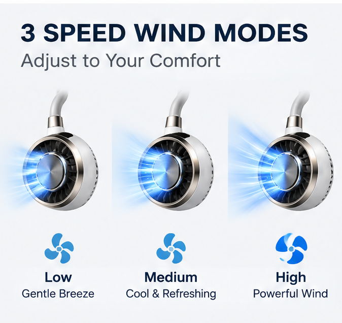 💨 VEYRASY® Real-Time LED Display Wearable Neck Fan