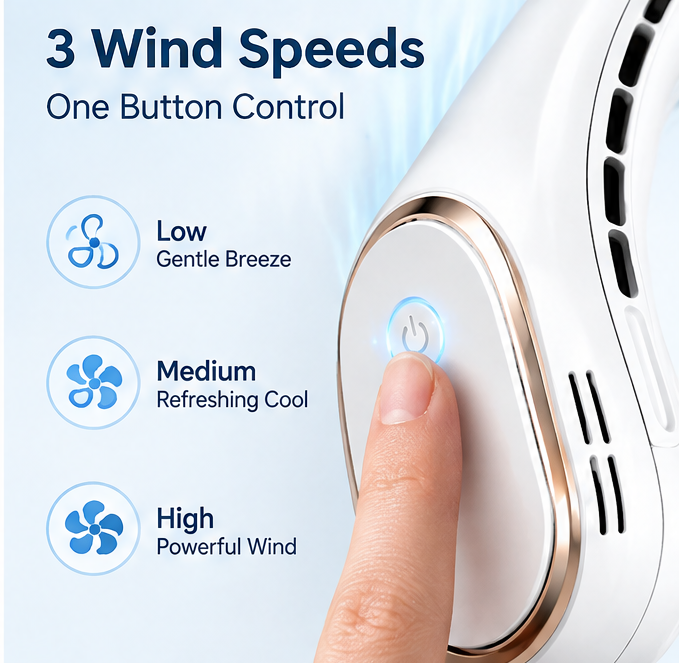🌬️ VEYRASY® 360° Hands-Free Wearable Neck Fan