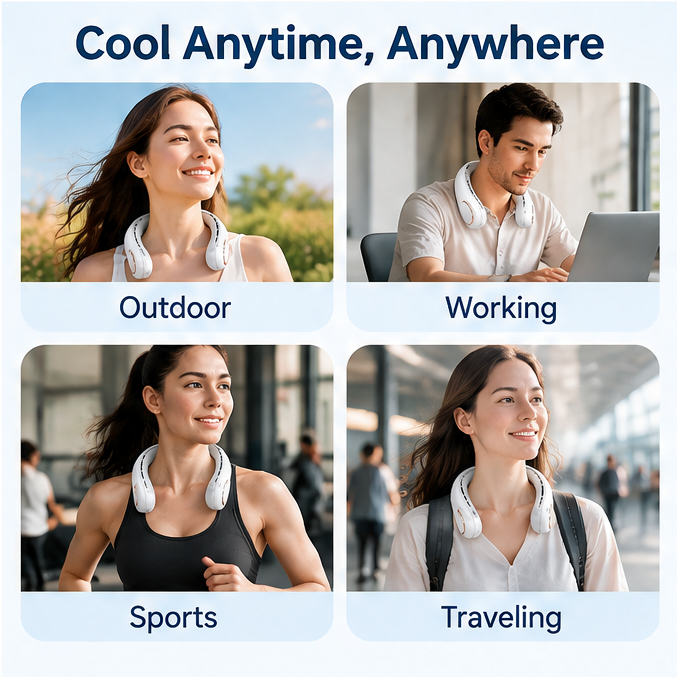 🌬️ VEYRASY® 360° Hands-Free Wearable Neck Fan