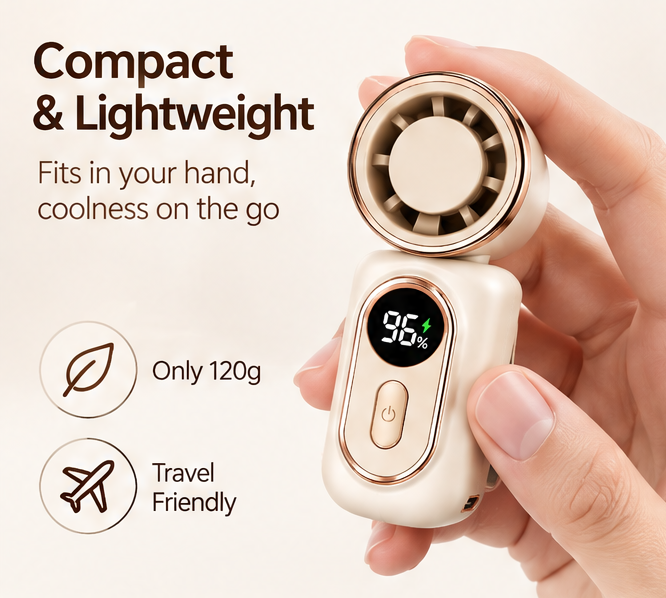 🎒 VEYRASY® Pocket Mini Turbo Fan with LED Digital Display