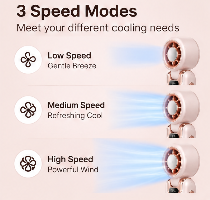🌸 VEYRASY® Ultra-Light 120g Handheld Pocket Fan