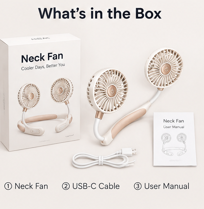 ❄️ VEYRASY® 360° Flexible Dual-Head Portable Neck Fan