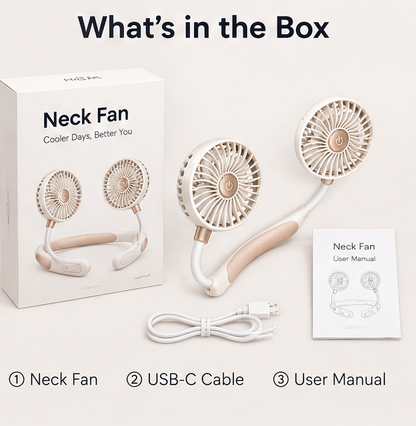 ❄️ VEYRASY® 360° Flexible Dual-Head Portable Neck Fan