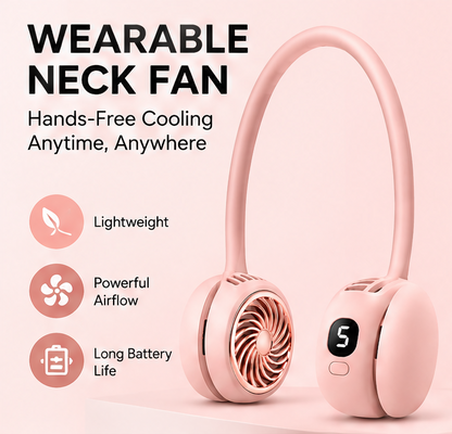 🔋 VEYRASY® 5-Speed Wearable Neck Fan with LED Digital Display