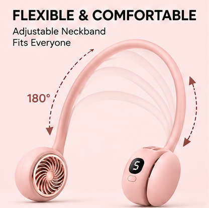 🔋 VEYRASY® 5-Speed Wearable Neck Fan with LED Digital Display