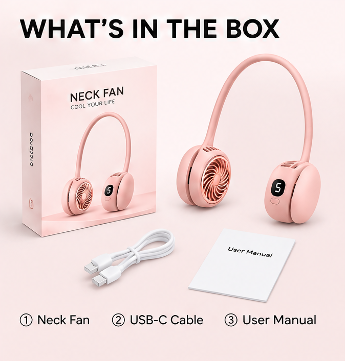 🔋 VEYRASY® 5-Speed Wearable Neck Fan with LED Digital Display