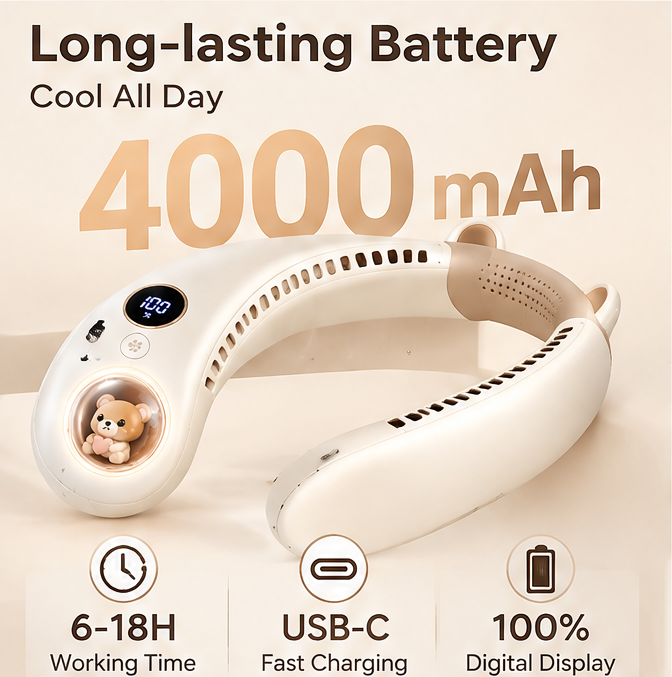 🐻 VEYRASY® Cute Bear Portable Neck Fan