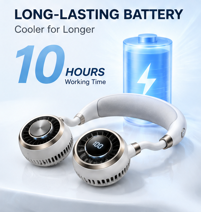 💨 VEYRASY® Real-Time LED Display Wearable Neck Fan