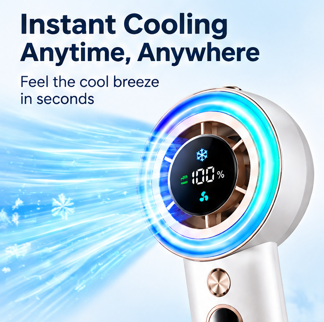 🎁 VEYRASY® Handheld Turbo Cooling Fan with LED Digital Display